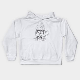 Kitty Cat - Tea Lover Lettering Art - Visual Pun - Mug - Pale Green Kids Hoodie